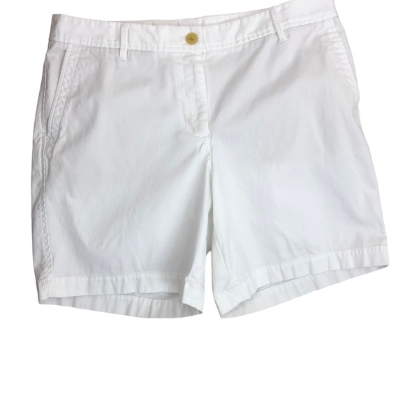 Talbots Relaxed Chino Shorts Sz 10 10" Rise White Casual Golf Coastal - Picture 4 of 7